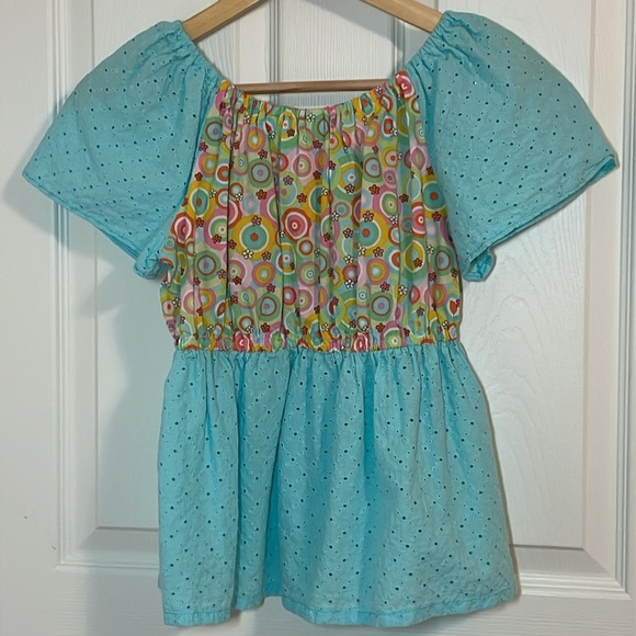 Boho Peasant Top, eyelet, Small - Picture 3 of 4